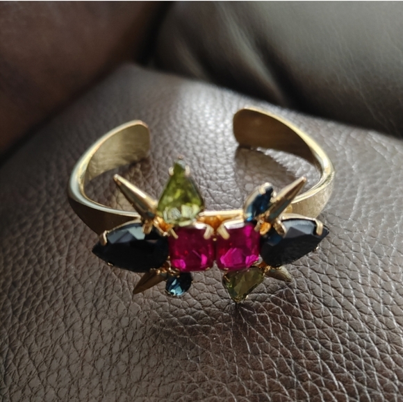 Crystal Starburst Design Gold Bracelet - Pink, Blue and Yellow - OS - Picture 2 of 5